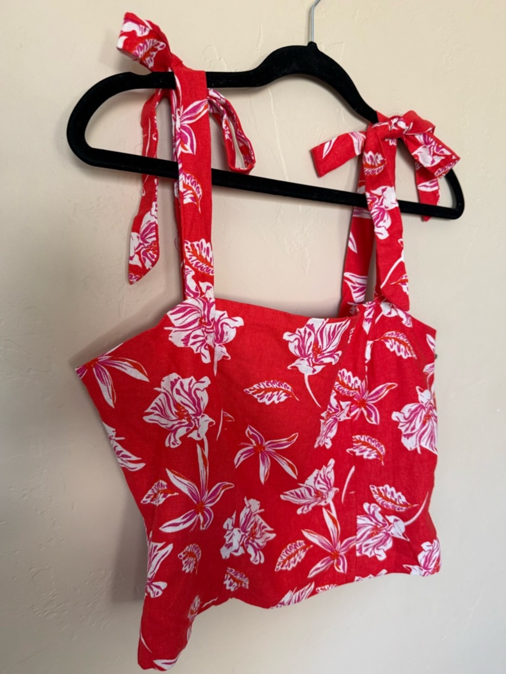Joie Red Floral Linen Matching Set Top Size 4 Shorts Size 2 Boho Summer - Picture 8 of 11